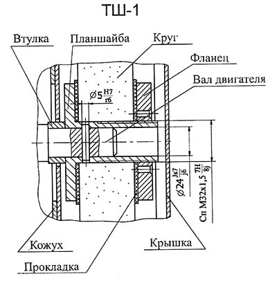 Кріплення шліфувального круга точильно-шліфувального верстата ТШ-1 ТШ-1 Кріплення шліфувального круга точильно-шліфувального верстата